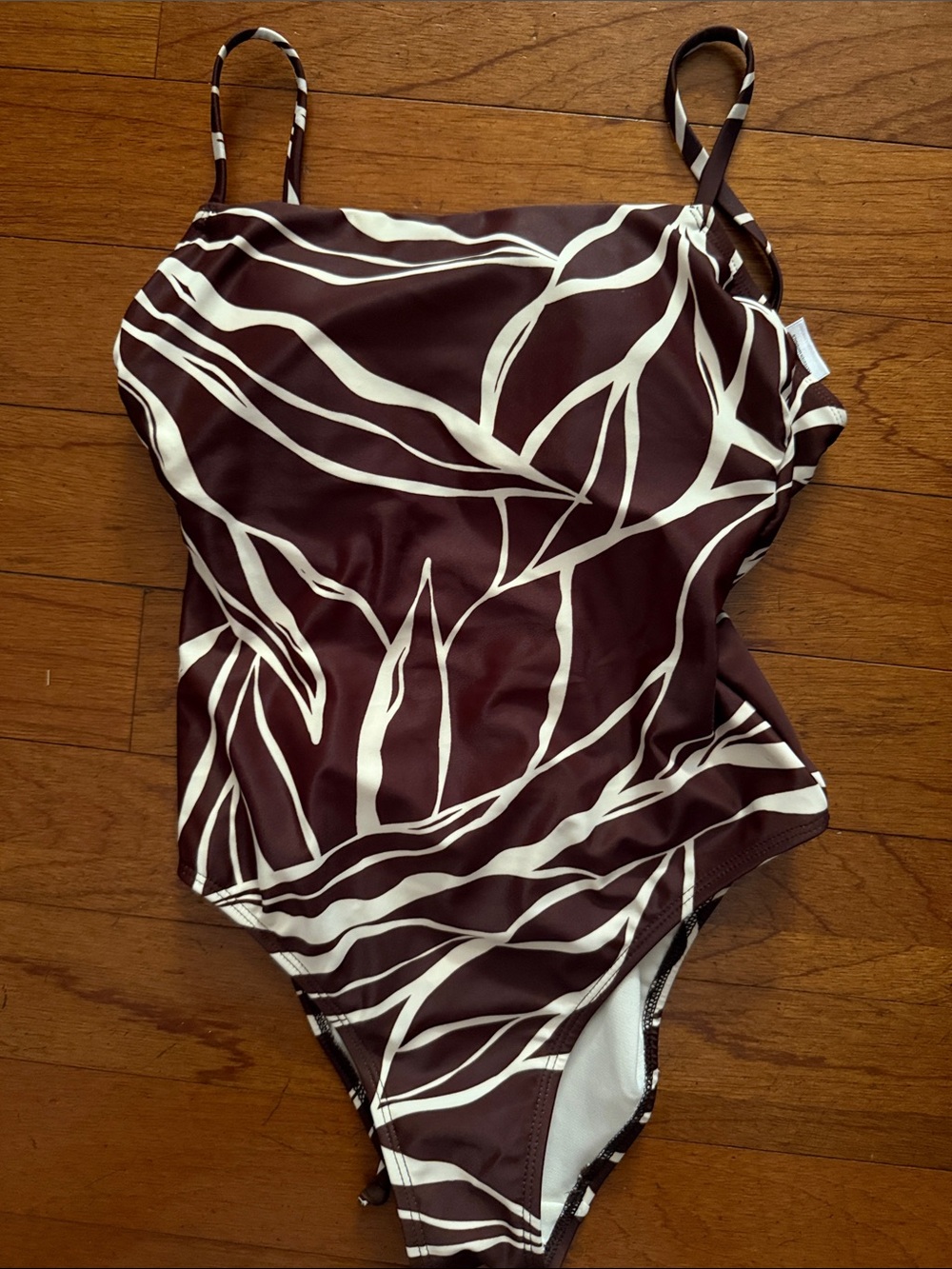 Classic Brown & Cream Printed One-Piece Swimsuit